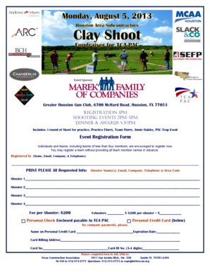 Fillable Online Clay Shoot Texas Construction Association Fax Email