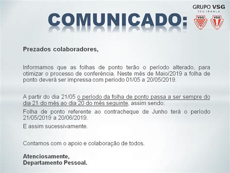 Aviso sobre mudanças na Folha de Ponto