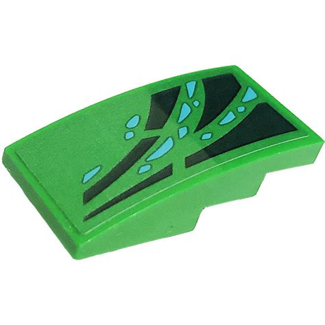 LEGO Green Slope 2 X 4 Curved With Shapes Right Sticker 93606