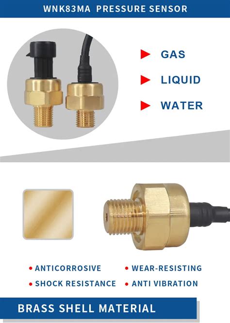 Low Cost V Brass Water Pressure Sensor For Industrial Air Gas