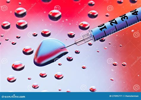 Syringe Needle With Fluid Drops Stock Image Image Of Medical Shallow