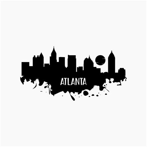 Atlanta Skyline Silhouette Svg Png Eps Dxf Cut Files Etsy