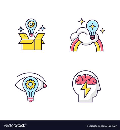 Creative Mindset Rgb Color Icons Set Royalty Free Vector