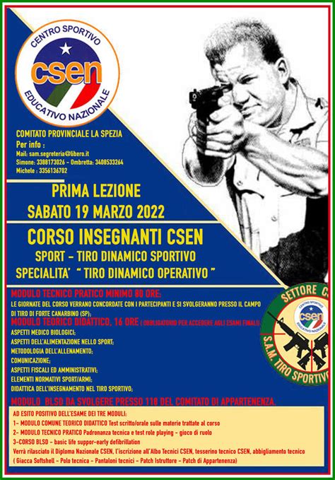 Corso Insegnanti CSEN Tiro Dinamico Sportivo Sistema Autodifesa Militare