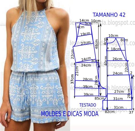 Molde de macacão casual curto passo a passo medidas