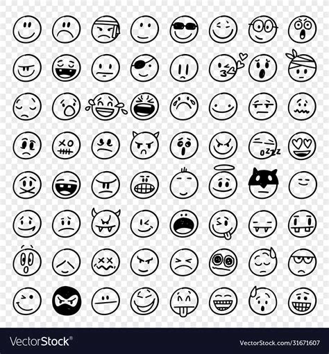 Hand Drawn Emoticons Royalty Free Vector Image