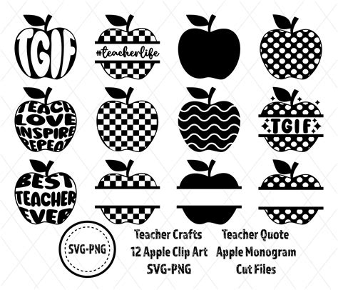 Teacher Svg Apple Monogram Svg Apple Svg T Teacher School Apple Svg