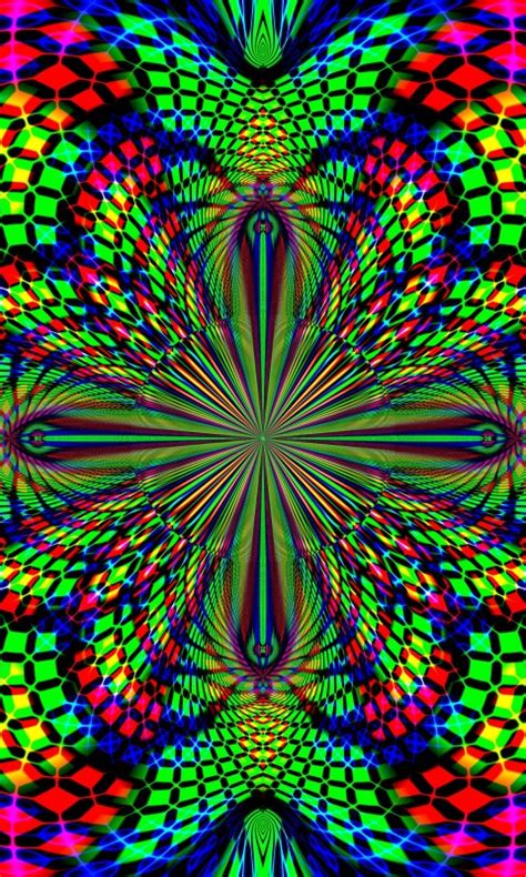 Green Pink Blue Fractal Kaleidoscope Abstraction Bright Background K