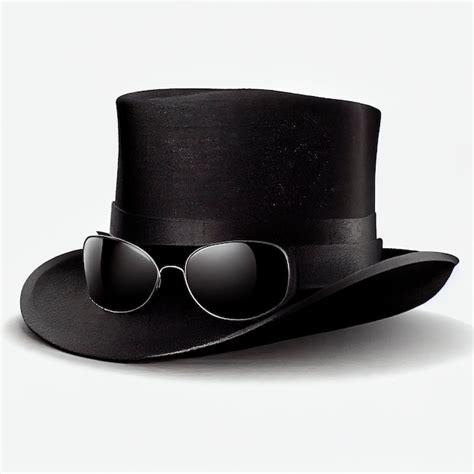 Premium Photo Black Top Hat With Glasses Isolated White Background