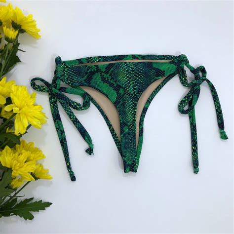 Women S Snake Thong Bikini Bottom Swimsuit Etsy