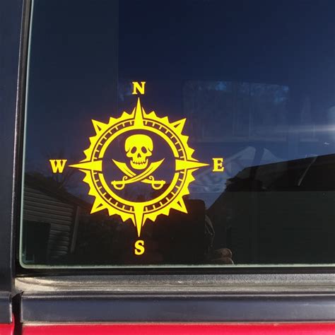 Pirate Skull Compass Vinyl Decal Sticker Compass Rose Ship Captain Decal Truck Decal Laptop