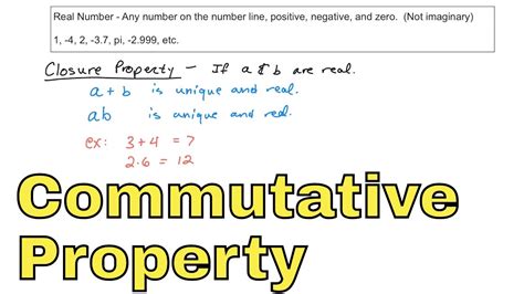 21 Commutative Property And Closure Property For Addition And Multiplication Youtube