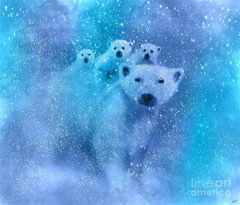 Polar Bears Digital Art Riding The Storm Out By Nick Gustafson