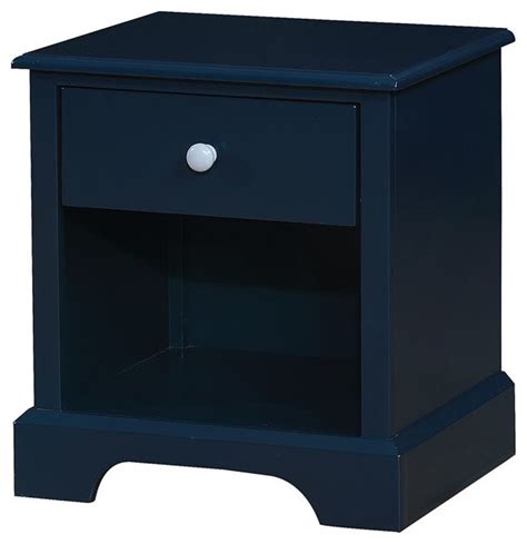 Transitional Solid Wood Night Stand With Drawer Blue Transitional