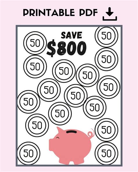 Piggy Bank Money Saving Challenge Printable Save Savings Etsy