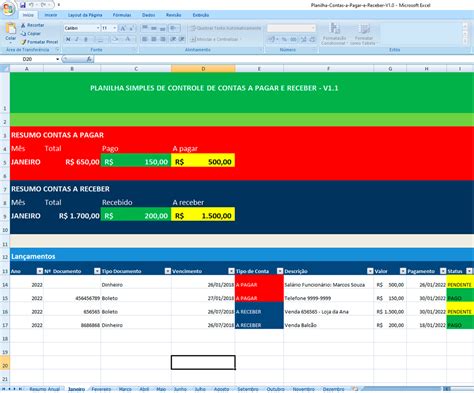 Planilha De Controle Financeiro Pessoal E Empresarial Contas A Pagar