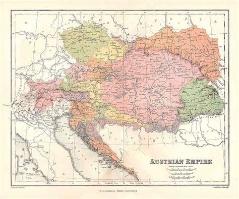 1874 Mapa del Imperio austríaco Etsy España