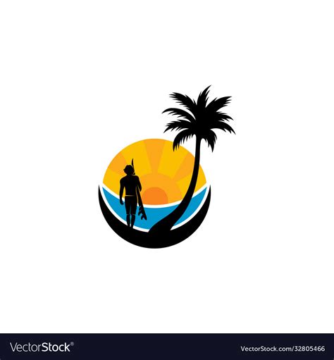 Summer beach logo design template Royalty Free Vector Image