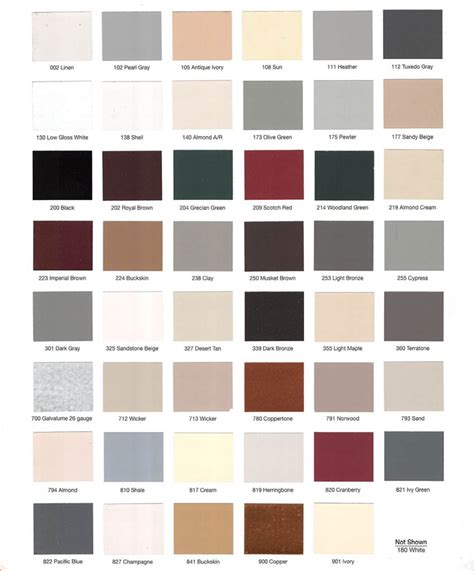 Seamless Gutter Color Chart