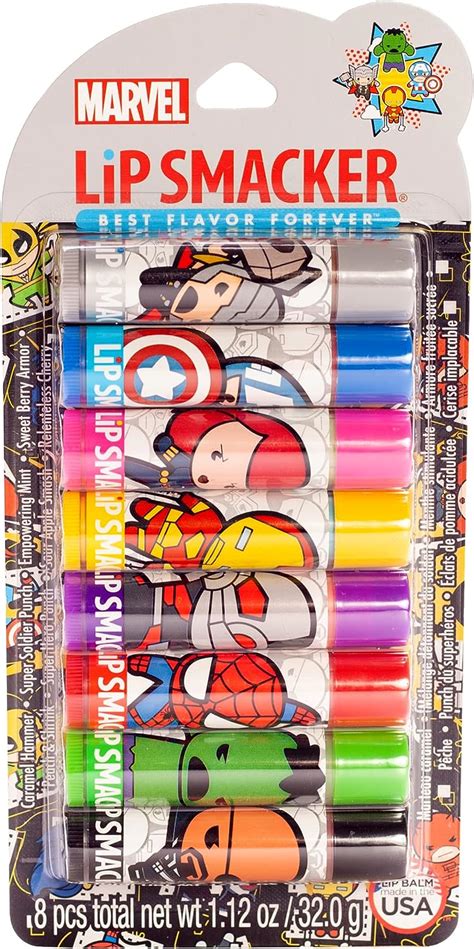 Lip Smacker Marvel Avenger Flavored Lip Balm Party Pack 8 Count Super