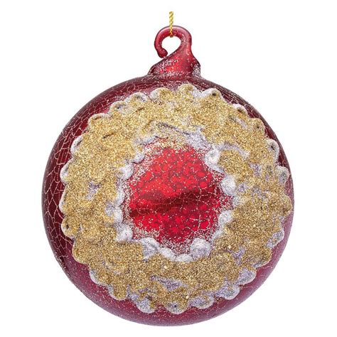 Boule De No L En Verre Fleuri Avec Couronne Rouge Cm