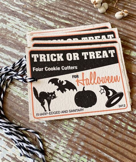 Halloween Trick Or Treat Cookie Cutter Retro T Tags Vintage Etsy