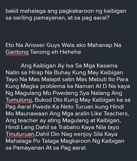 Bakit Mahalaga Ang Pagkakaroon Ng Kaibigan Sa Sariling Pamayanan At Sa