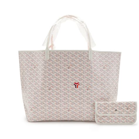 Goyard Rose And White Goyardine Canvas And Chevroches Calfskin Saint