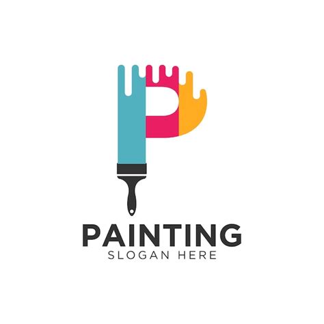 Premium Vector Initial Letter P With Painting Logo Design Vector