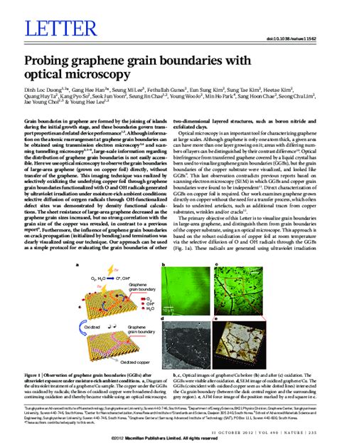 Pdf Probing Graphene Grain Boundaries With Optical Microscopy Seung Jin Chae