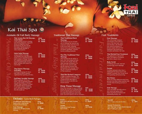 Kai Thai Spa Menu Buku