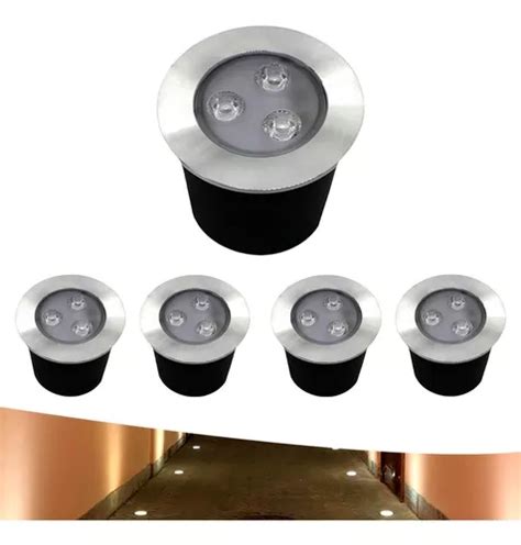 Kit 5 Balizador Spot Led Embutir Chão Piso Jardim 3w Quente Frete grátis