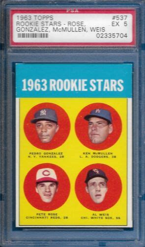 Topps Pete Rose Rc Rookie Stars Card Cincinnati Reds Ex Psa