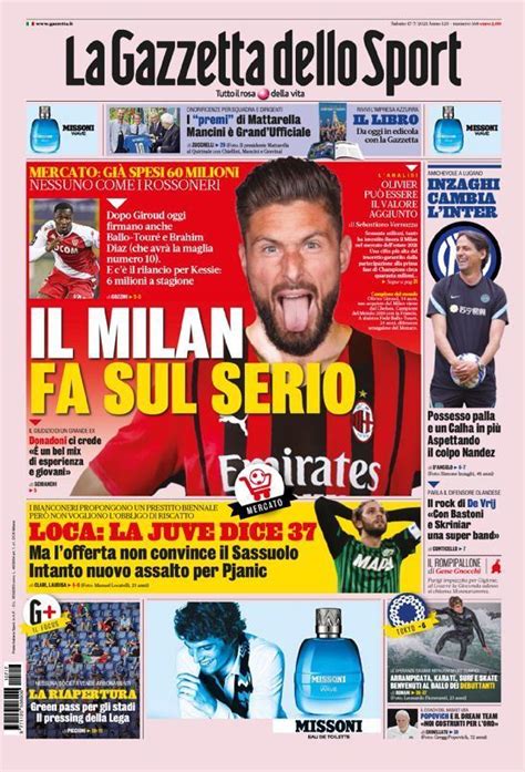 Capa La Gazzeta Dello Sport 17 Julho 2021 Capasjornaispt