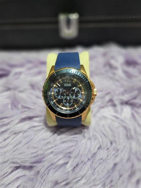 Guess W G Men S Maverick Blue And Rose Gold Tone Dial Watch On