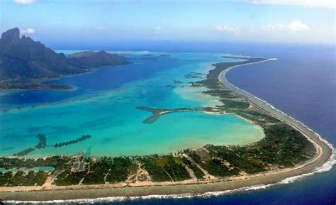 Nature Landscape Aerial View Island Tropical Beach Sea Bora Bora