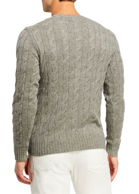 Ralph Lauren Purple Label Mens Cashmere Cable Knit Crewneck Sweater