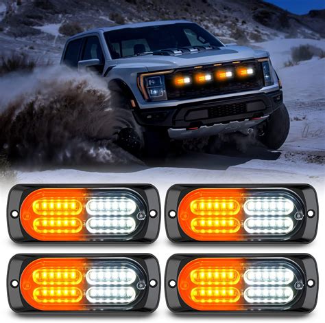 Nilight 4pcs 24led Emergency Strobe Lights 12v 24v Amber