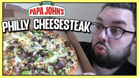 Papa John S Philly Cheesesteak Pizza Review YouTube