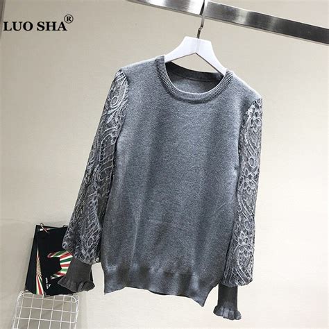 Luosha Women Autumn Winter Knitted Pullovers And Sweater Women Hollow