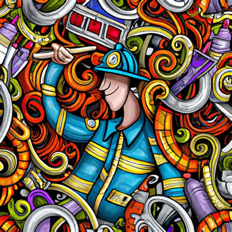 Fireman Stained Glass Doodle Art · Creative Fabrica