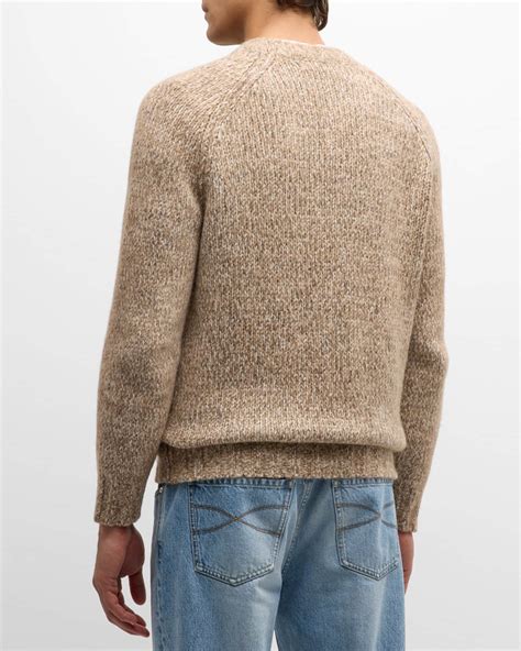 Brunello Cucinelli Mens Marled Knit Crewneck Sweater Neiman Marcus