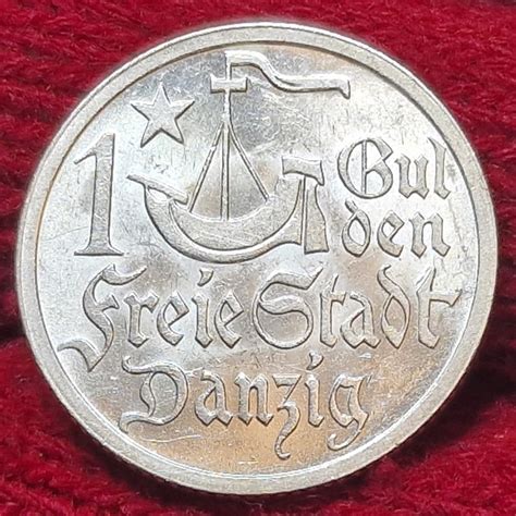 Danzig Freie Stadt Free City 1 Gulden 1923 Kogge Silber Prfr Winz