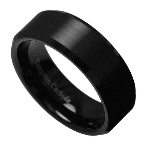 8mm Black Tungsten Carbide Mens Jewelry Brushed Wedding Band Ring Size