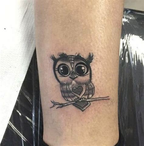 Minimise Owl Tattoo On Lower Leg Blurmark