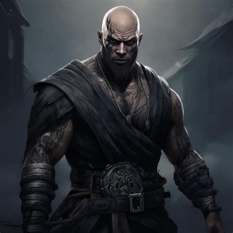 Premium Photo Shadows Unleashed The Charcoal Kensei Monk Ignites The