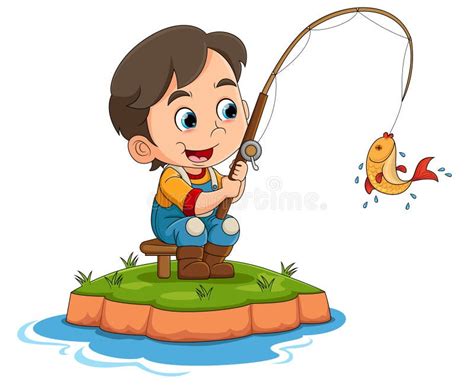 Boy Catching Fish Stock Illustrations – 176 Boy Catching Fish Stock ...