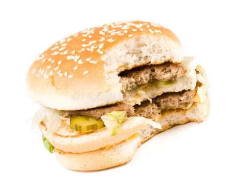 The Taken A Bite Hamburger Stock Photo Image Of Delicious 5179158