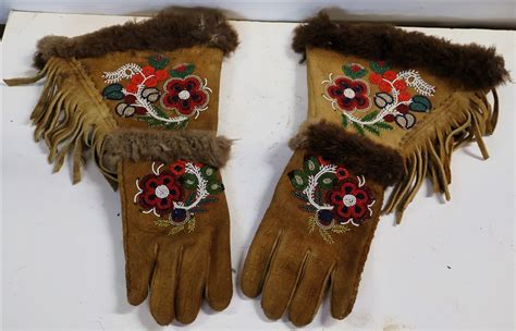 Lot Detail Pair Of Beautiful Native American Hand Beaded Leather