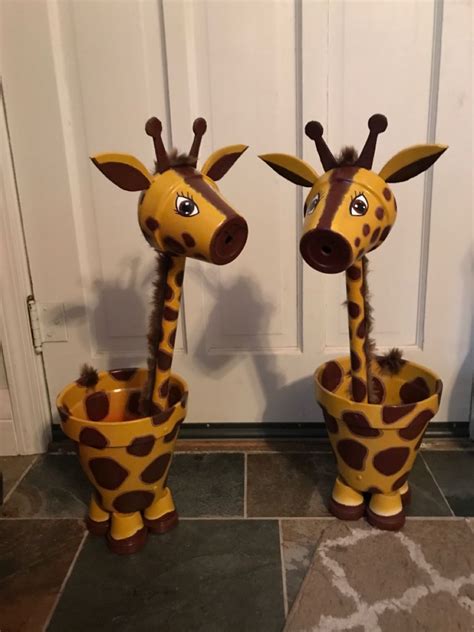 Giraffes Made Out If Terra Cotta Pots 32 Tall 8 Base Pvc Neck